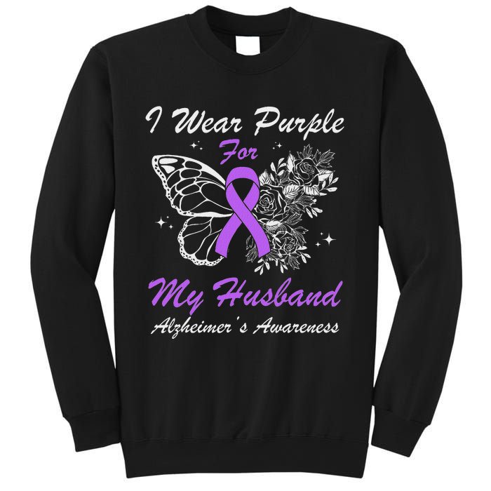 I Wear Purple For My Husband AlzheimerS Awareness Butterfly Sweatshirt