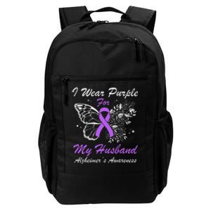 I Wear Purple For My Husband AlzheimerS Awareness Butterfly Daily Commute Backpack