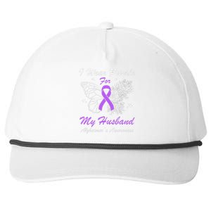 I Wear Purple For My Husband AlzheimerS Awareness Butterfly Snapback Five-Panel Rope Hat