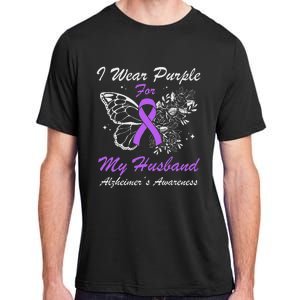 I Wear Purple For My Husband AlzheimerS Awareness Butterfly Adult ChromaSoft Performance T-Shirt