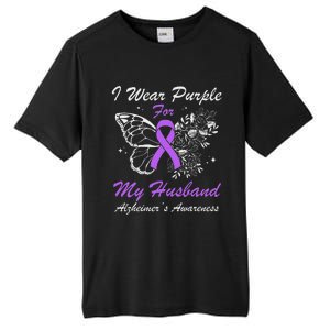 I Wear Purple For My Husband AlzheimerS Awareness Butterfly Tall Fusion ChromaSoft Performance T-Shirt