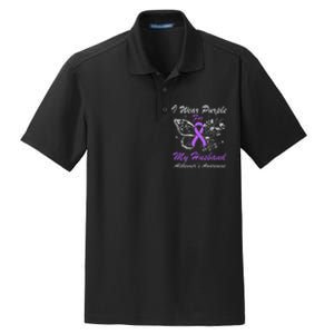 I Wear Purple For My Husband AlzheimerS Awareness Butterfly Dry Zone Grid Polo