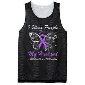 I Wear Purple For My Husband AlzheimerS Awareness Butterfly Mesh Reversible Basketball Jersey Tank