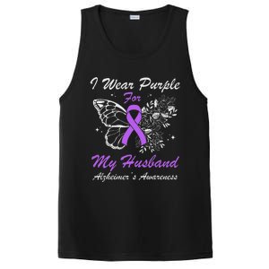 I Wear Purple For My Husband AlzheimerS Awareness Butterfly PosiCharge Competitor Tank