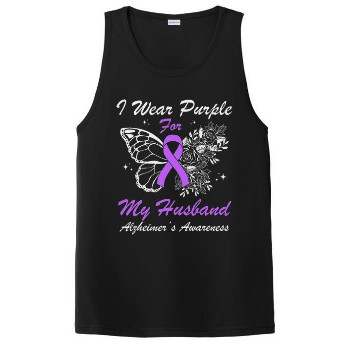 I Wear Purple For My Husband AlzheimerS Awareness Butterfly PosiCharge Competitor Tank