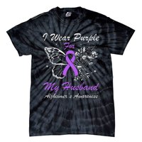 I Wear Purple For My Husband AlzheimerS Awareness Butterfly Tie-Dye T-Shirt