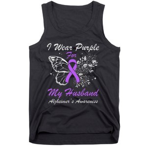 I Wear Purple For My Husband AlzheimerS Awareness Butterfly Tank Top