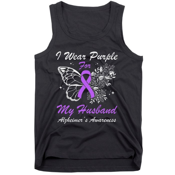 I Wear Purple For My Husband AlzheimerS Awareness Butterfly Tank Top