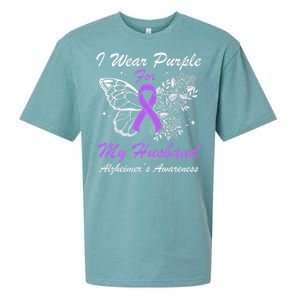 I Wear Purple For My Husband AlzheimerS Awareness Butterfly Sueded Cloud Jersey T-Shirt