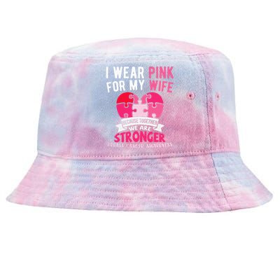 I Wear Pink For My Wife Breast Cancer Awareness Husband Tie-Dyed Bucket Hat