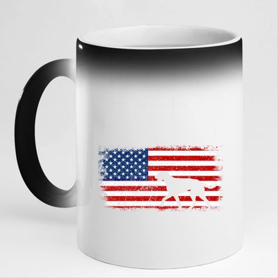 Irish Wolfhound Patriotic American Flag Vintage Cute Gift 11oz Black Color Changing Mug