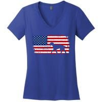 Irish Wolfhound Patriotic American Flag Vintage Cute Gift Women's V-Neck T-Shirt