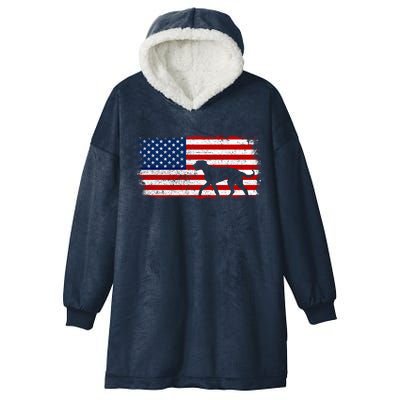 Irish Wolfhound Patriotic American Flag Vintage Cute Gift Hooded Wearable Blanket