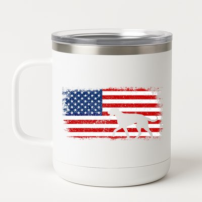 Irish Wolfhound Patriotic American Flag Vintage Cute Gift 12 oz Stainless Steel Tumbler Cup