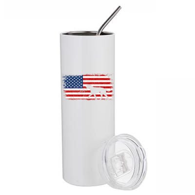 Irish Wolfhound Patriotic American Flag Vintage Cute Gift Stainless Steel Tumbler