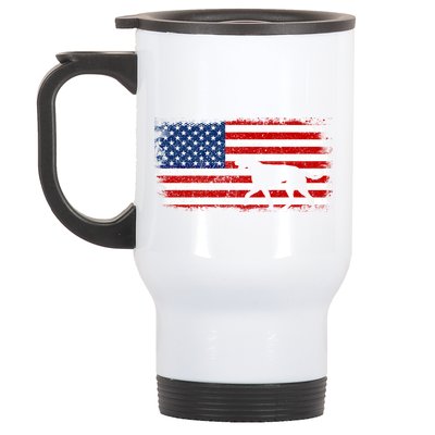 Irish Wolfhound Patriotic American Flag Vintage Cute Gift Stainless Steel Travel Mug