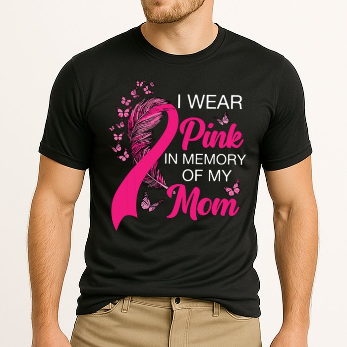 I Wear Pink In Memory Of My Mom Butterfly Breast Cancer Cooling Performance Crew T-Shirt