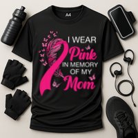 I Wear Pink In Memory Of My Mom Butterfly Breast Cancer Cooling Performance Crew T-Shirt