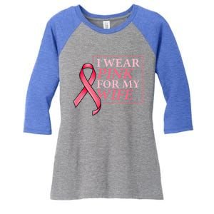 I Wear Pink For My Wife I Husband Breast Cancer Support Great Gift Women's Tri-Blend 3/4-Sleeve Raglan Shirt