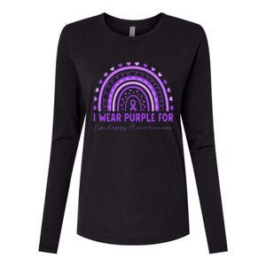 I Wear Purple For Epilepsy Awareness Purple Rainbow Epilepsy Womens Cotton Relaxed Long Sleeve T-Shirt