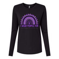 I Wear Purple For Epilepsy Awareness Purple Rainbow Epilepsy Womens Cotton Relaxed Long Sleeve T-Shirt