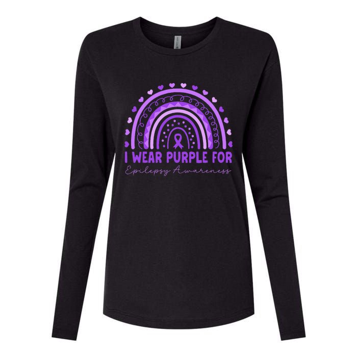 I Wear Purple For Epilepsy Awareness Purple Rainbow Epilepsy Womens Cotton Relaxed Long Sleeve T-Shirt