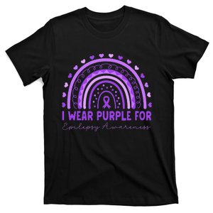 I Wear Purple For Epilepsy Awareness Purple Rainbow Epilepsy T-Shirt