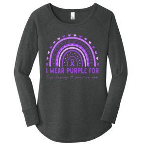 I Wear Purple For Epilepsy Awareness Purple Rainbow Epilepsy Women's Perfect Tri Tunic Long Sleeve Shirt