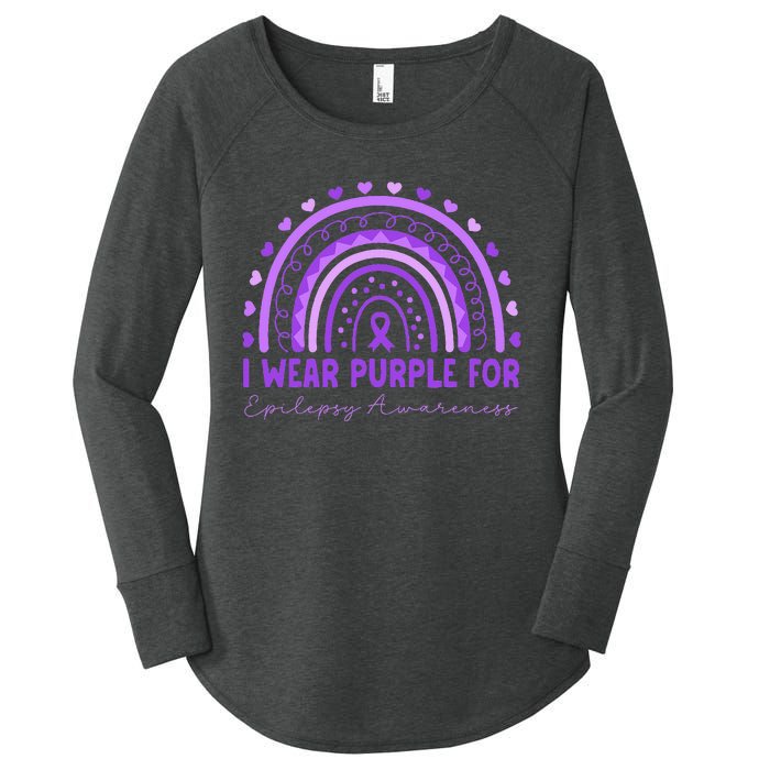 I Wear Purple For Epilepsy Awareness Purple Rainbow Epilepsy Women's Perfect Tri Tunic Long Sleeve Shirt