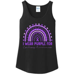 I Wear Purple For Epilepsy Awareness Purple Rainbow Epilepsy Ladies Essential Tank