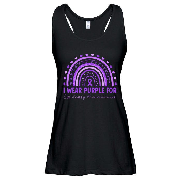 I Wear Purple For Epilepsy Awareness Purple Rainbow Epilepsy Ladies Essential Flowy Tank