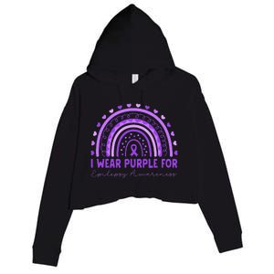 I Wear Purple For Epilepsy Awareness Purple Rainbow Epilepsy Crop Fleece Hoodie