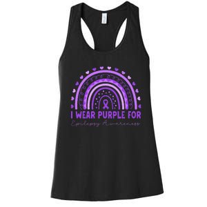 I Wear Purple For Epilepsy Awareness Purple Rainbow Epilepsy Women's Racerback Tank