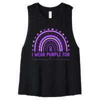 I Wear Purple For Epilepsy Awareness Purple Rainbow Epilepsy Women's Racerback Cropped Tank