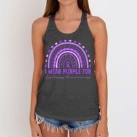 I Wear Purple For Epilepsy Awareness Purple Rainbow Epilepsy Women's Knotted Racerback Tank