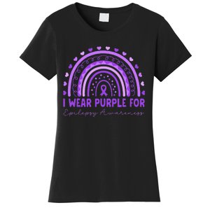 I Wear Purple For Epilepsy Awareness Purple Rainbow Epilepsy Women's T-Shirt