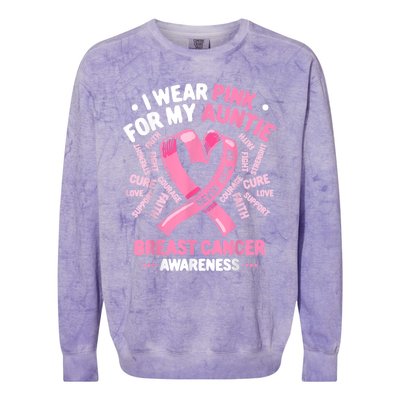 I Wear Pink For My Auntie Breast Cancer Aunt Awareness Month Gift Colorblast Crewneck Sweatshirt