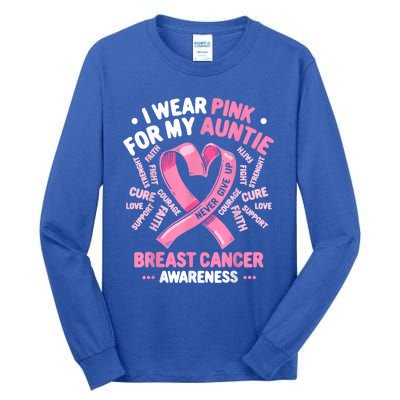 I Wear Pink For My Auntie Breast Cancer Aunt Awareness Month Gift Tall Long Sleeve T-Shirt