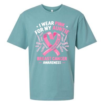 I Wear Pink For My Auntie Breast Cancer Aunt Awareness Month Gift Sueded Cloud Jersey T-Shirt