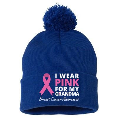 I Wear Pink For My Grandma Gift Ribbon Family Love Pom Pom 12in Knit Beanie