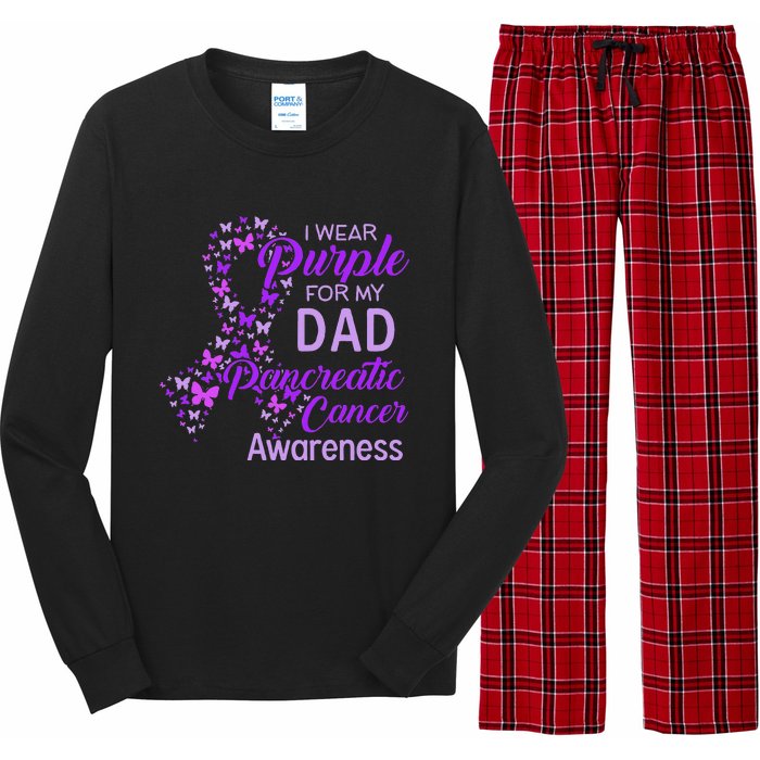 I wear Purple for my Dad Pancreatic Cancer Long Sleeve Pajama Set