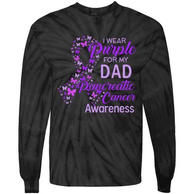 I wear Purple for my Dad Pancreatic Cancer Tie-Dye Long Sleeve Shirt