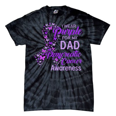 I wear Purple for my Dad Pancreatic Cancer Tie-Dye T-Shirt