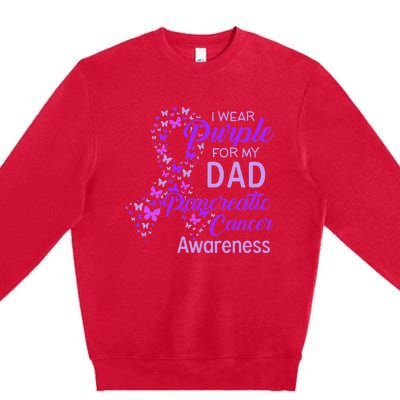 I wear Purple for my Dad Pancreatic Cancer Premium Crewneck Sweatshirt