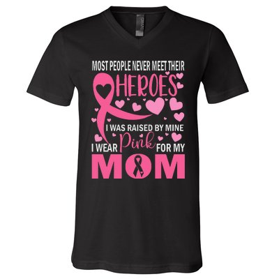 I Wear P.I.N.K For My Mom Breast Cancer Awareness V-Neck T-Shirt