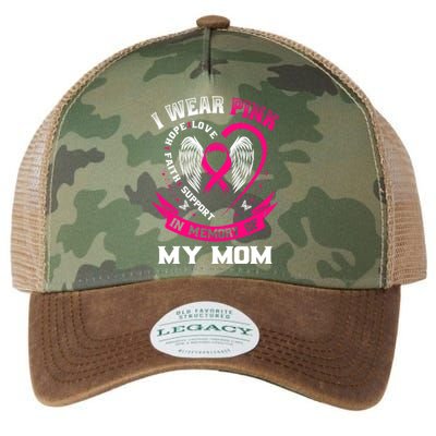 I Wear Pink In Memory Of My Mom Breast Cancer Awareness Gift Legacy Tie Dye Trucker Hat