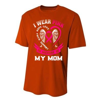 I Wear Pink In Memory Of My Mom Breast Cancer Awareness Gift Performance Sprint T-Shirt