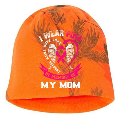 I Wear Pink In Memory Of My Mom Breast Cancer Awareness Gift Kati - Camo Knit Beanie