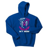 I Wear Pink In Memory Of My Mom Breast Cancer Awareness Gift Kids Hoodie