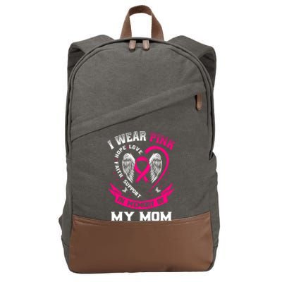 I Wear Pink In Memory Of My Mom Breast Cancer Awareness Gift Cotton Canvas Backpack